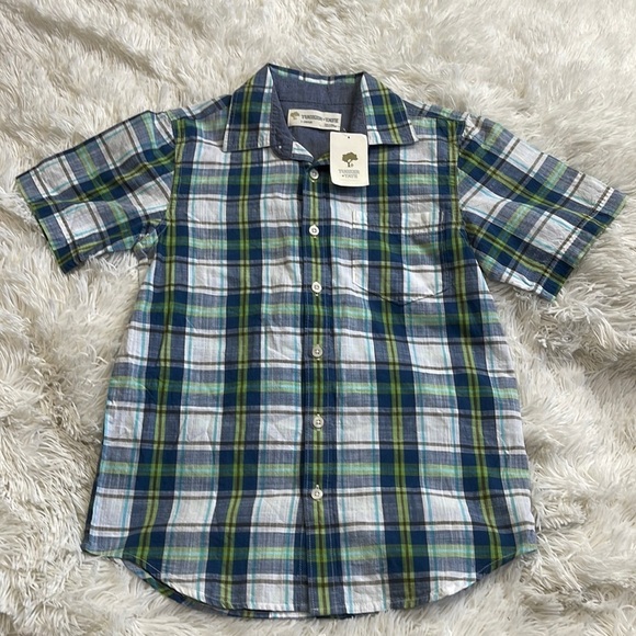 Tucker + Tate Other - Tucker + Tate Blue & Green Plaid Short Sleeve Button Down Shirt